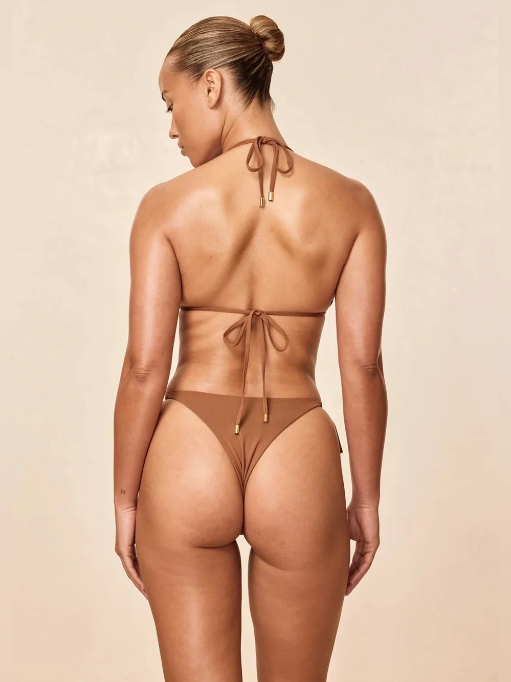 MONDAY Swimwear Shimmery Metallic Bronze Two Piece Bikini Set Size S/M